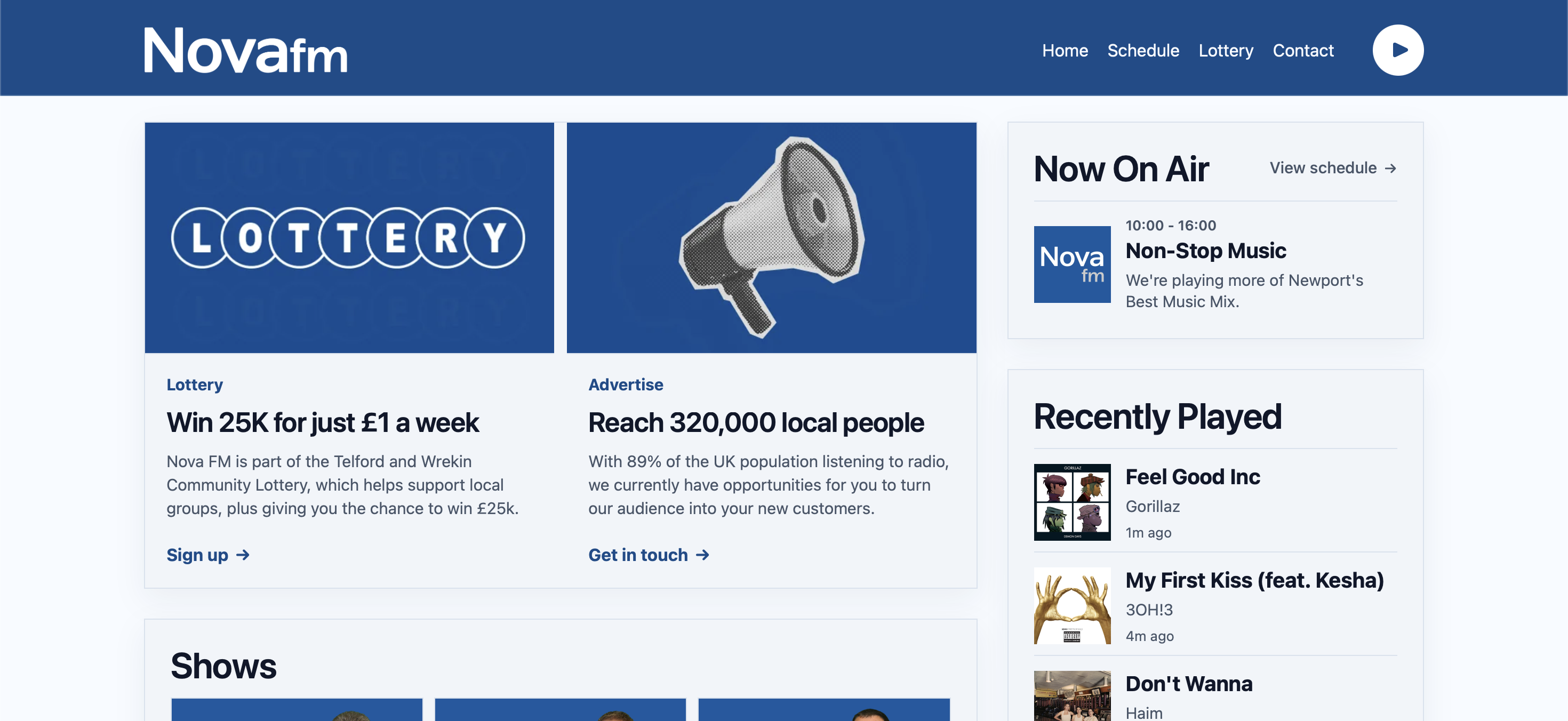 Nova FM website example